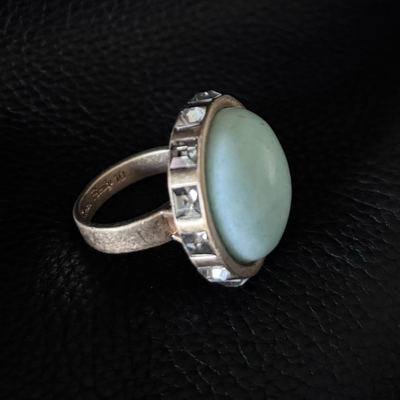 Lia Sophia ring. Light gold with large center stone and rectangle rhinestones. - Picture 3 of 4